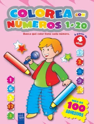 Colorea con Numeros 1-20 Rosa