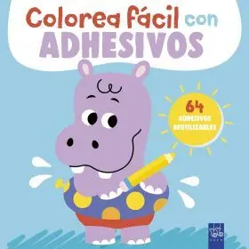 Colorea Facil con Adhesivos. Hipopotamo