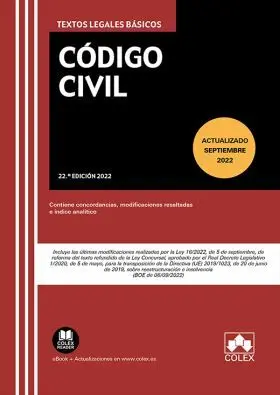 Codigo Civil 2022 Colex Basico (Actualizado Septiembre 2022)