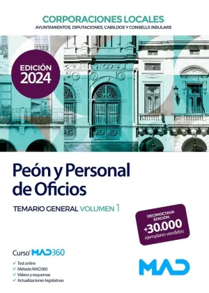 Temario General Vol. 1 Peon y Personal de Oficios Corporaciones Locales 2024